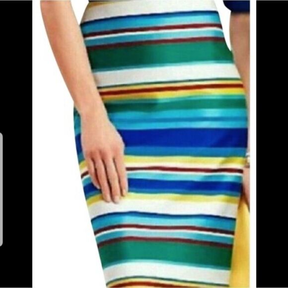 Talbots Womens Blue Stripe Skirt Sz 4P - Picture 1 of 8
